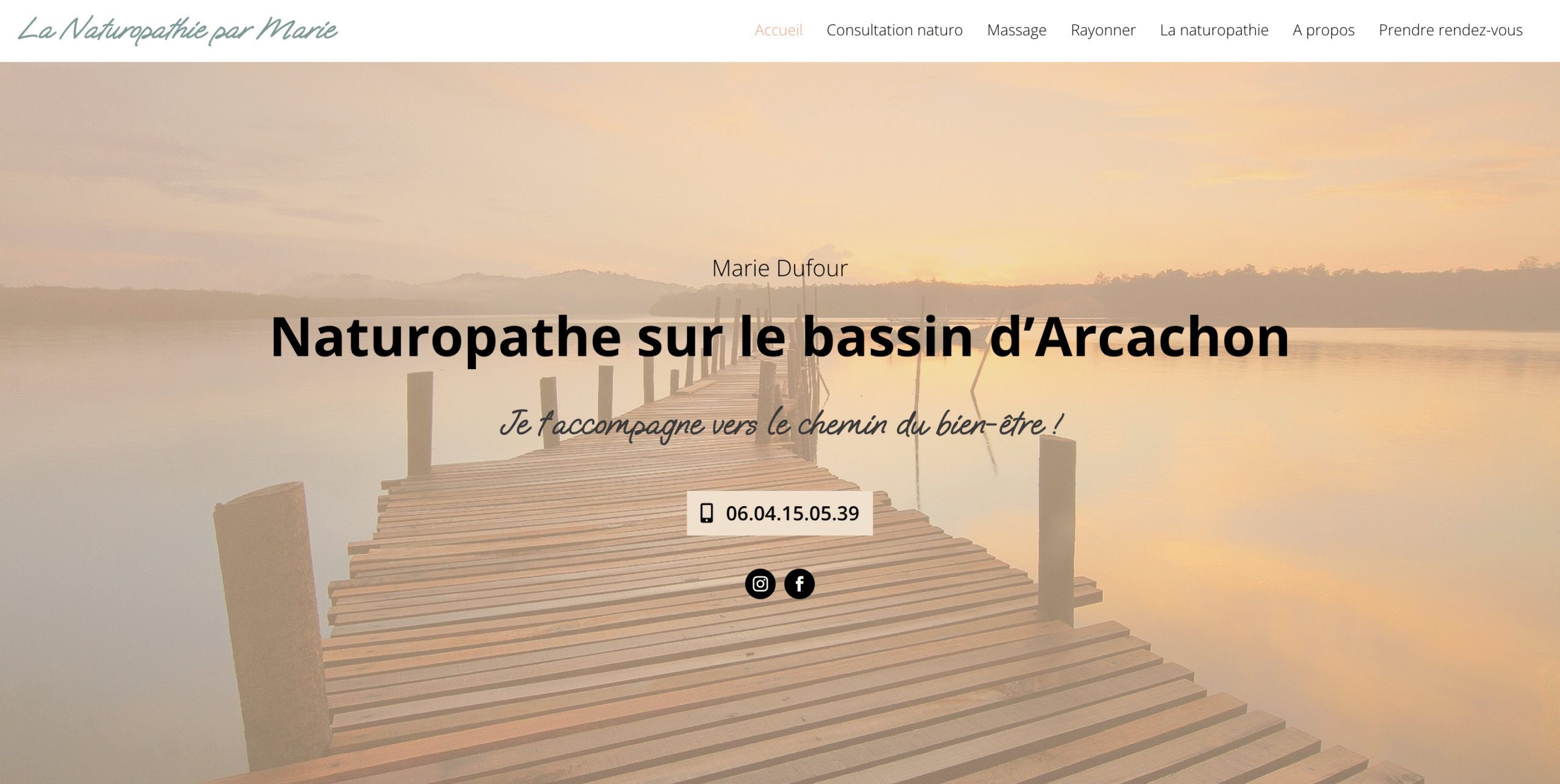 Page d'accueil du site de Marie Dufour, Naturopathe sur le Bassin d'Arcachon.