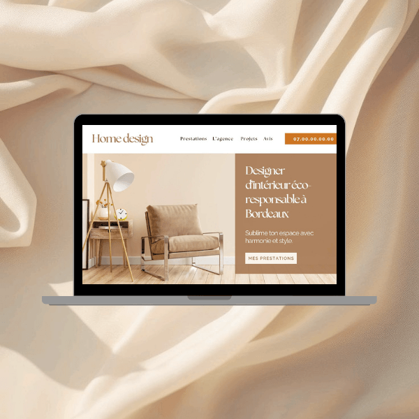 Présentation ordinateur d'un site WordPress pour une architecte d'intérieur.