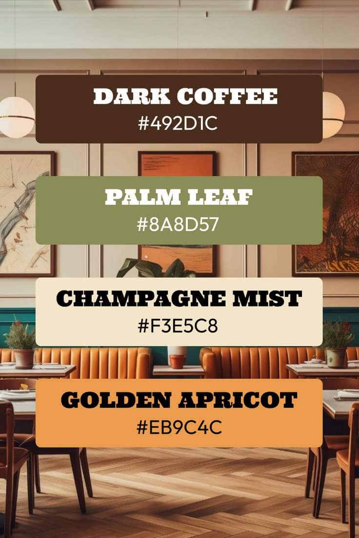 Palette de couleurs pour un torréfacteur bio. Epingle Pinterest.